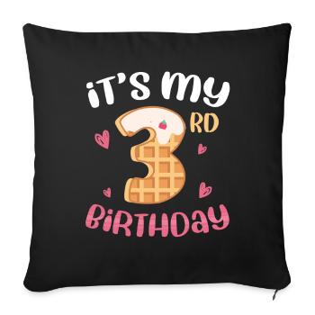 Gaufre du 3e anniversaire - Housse de coussin décorative 45 x 45 cm - noir - Devant