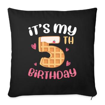 Gaufre du 5e anniversaire - Housse de coussin décorative 45 x 45 cm - noir - Devant