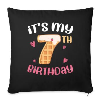 7. Geburtstag Waffel - Sofakissenbezug 45 x 45 cm - Schwarz - Vorne