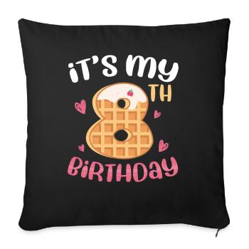 Gaufre du 8e anniversaire - Housse de coussin décorative 45 x 45 cm - noir - Devant