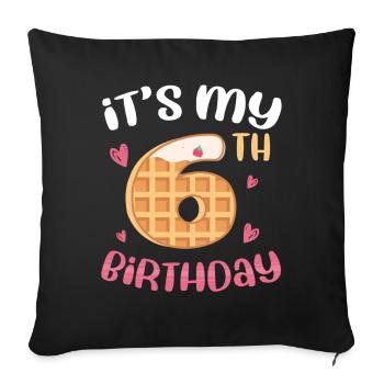 Gaufre du 6e anniversaire - Housse de coussin décorative 45 x 45 cm - noir - Devant