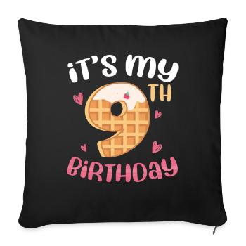 Gaufre du 9e anniversaire - Housse de coussin décorative 45 x 45 cm - noir - Devant