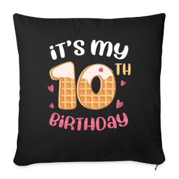 Gaufre du 10e anniversaire - Housse de coussin décorative 45 x 45 cm - noir - Devant