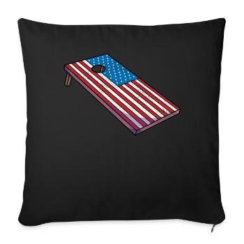 Cornhole Corn Hole Patriotisch - Sofakissenbezug 45 x 45 cm - Schwarz - Vorne