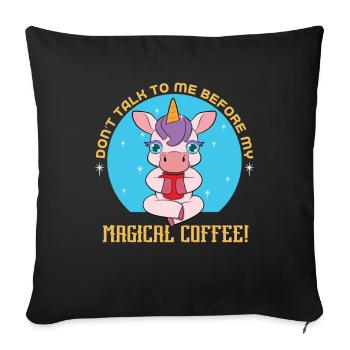 Einhorn Kaffee - Sofakissenbezug 45 x 45 cm - Schwarz - Vorne