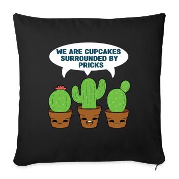 Cactus Cupcakes Cake - Sofa pillowcase 17,3'' x 17,3'' (45 x 45 cm) - black - Front