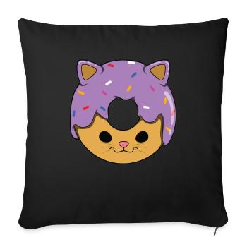 Donut de chat - Housse de coussin décorative 45 x 45 cm - noir - Devant