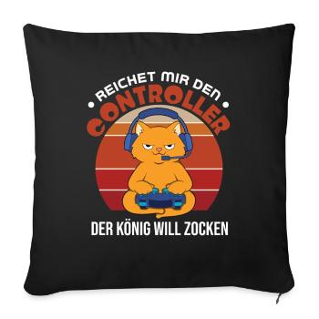 Donnez-moi la manette, le roi veut jouer - Housse de coussin décorative 45 x 45 cm - noir - Devant