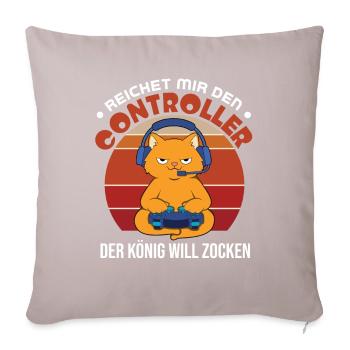 Donnez-moi la manette, le roi veut jouer - Housse de coussin décorative 45 x 45 cm - taupe clair - Devant