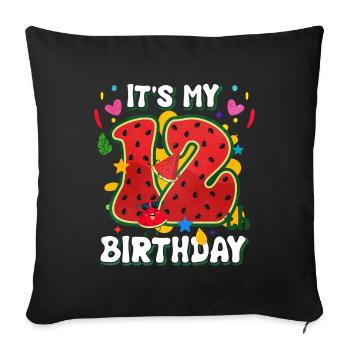 12th Birthday Watermelon Summer Gift - Sofa pillowcase 17,3'' x 17,3'' (45 x 45 cm) - black - Front
