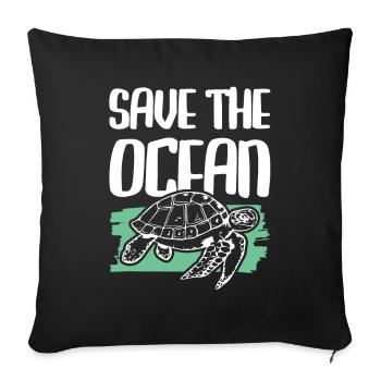 Sauvons la tortue de l’océan - Housse de coussin décorative 45 x 45 cm - noir - Devant