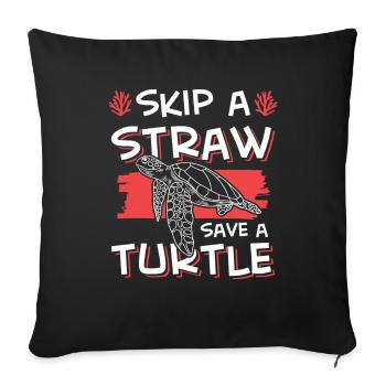 Sauvons la tortue de l’océan - Housse de coussin décorative 45 x 45 cm - noir - Devant