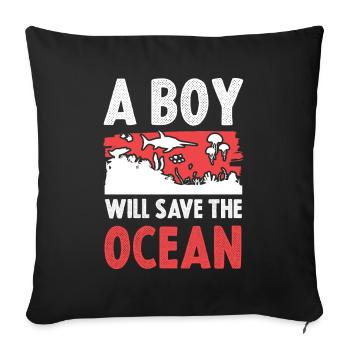 Océan Sauvez l’océan - Housse de coussin décorative 45 x 45 cm - noir - Devant