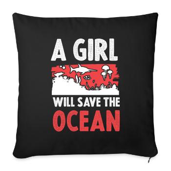 Save the Ocean Girl - Sofa pillowcase 17,3'' x 17,3'' (45 x 45 cm) - black - Front