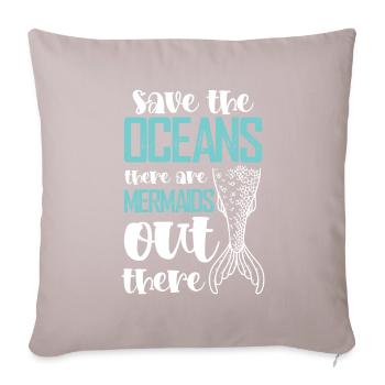 Sauvez la sirène de l’océan - Housse de coussin décorative 45 x 45 cm - taupe clair - Devant