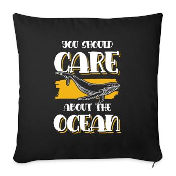 Save the Ocean Saying - Sofa pillowcase 17,3'' x 17,3'' (45 x 45 cm) - black - Front