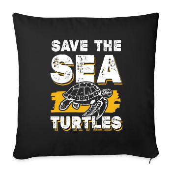 Sauvons la tortue de l’océan - Housse de coussin décorative 45 x 45 cm - noir - Devant