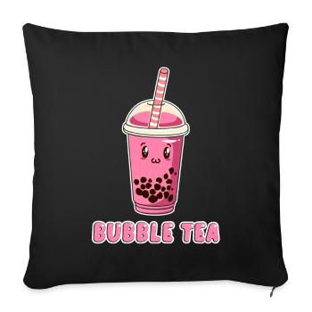 Kawaii Boba Tea Bubble Tea - Sofakissenbezug 45 x 45 cm - Schwarz - Vorne