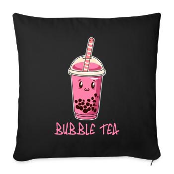 Ein Kawaii Boba Tea Bubble Tea - Sofakissenbezug 45 x 45 cm - Schwarz - Vorne