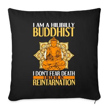 Buddhism Buddha - Sofa pillowcase 17,3'' x 17,3'' (45 x 45 cm) - black - Front