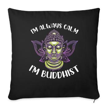 Buddhism Buddha - Sofa pillowcase 17,3'' x 17,3'' (45 x 45 cm) - black - Front