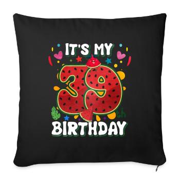 39th Birthday Watermelon - Sofa pillowcase 17,3'' x 17,3'' (45 x 45 cm) - black - Front