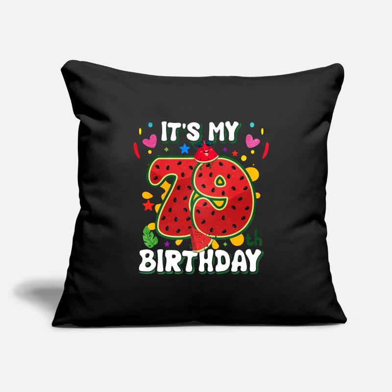 79e anniversaire pastèque Housse de coussin décorative 45 x 45 cm
