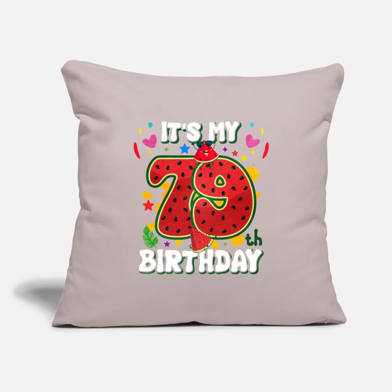79e anniversaire pastèque Housse de coussin décorative 45 x 45 cm