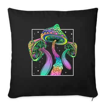 Psychedelic Fungi Festival EDM Music - Sofa pillowcase 17,3'' x 17,3'' (45 x 45 cm) - black - Front