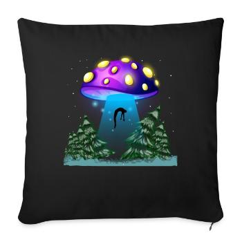 Psychedelic Fungi Festival EDM Music Ufo - Sofa pillowcase 17,3'' x 17,3'' (45 x 45 cm) - black - Front