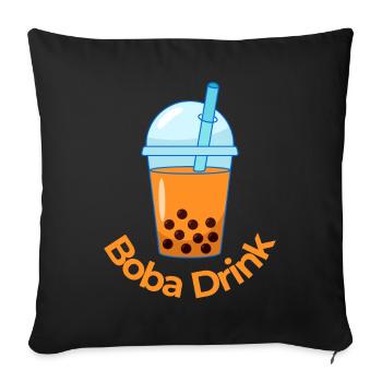Une boisson japonaise au thé boba : le thé à bulles d’orange - Housse de coussin décorative 45 x 45 cm - noir - Devant