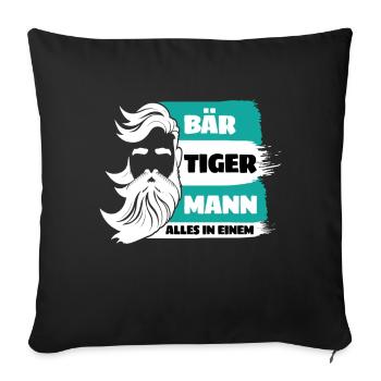 Bear Tiger Man Bearded Father Father's Day - Sofa pillowcase 17,3'' x 17,3'' (45 x 45 cm) - black - Front
