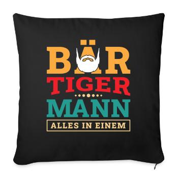 Bear Tiger Man Bearded Father Father's Day - Sofa pillowcase 17,3'' x 17,3'' (45 x 45 cm) - black - Front