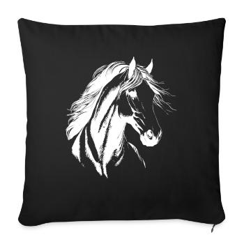 Cavalier Silhouette Cheval - Housse de coussin décorative 45 x 45 cm - noir - Devant