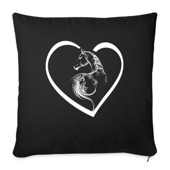 Cavalier d’équitation Cœur de chevaux - Housse de coussin décorative 45 x 45 cm - noir - Devant