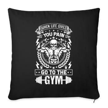 Kraftsport Bodybuilder Hantel Gym Fitness Training - Sofakissenbezug 45 x 45 cm - Schwarz - Vorne