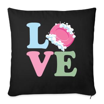 Fabrication de savon, savonnier, savonologue - Housse de coussin décorative 45 x 45 cm - noir - Devant