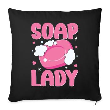 Fabrication de savon, savonnier, savonologue - Housse de coussin décorative 45 x 45 cm - noir - Devant