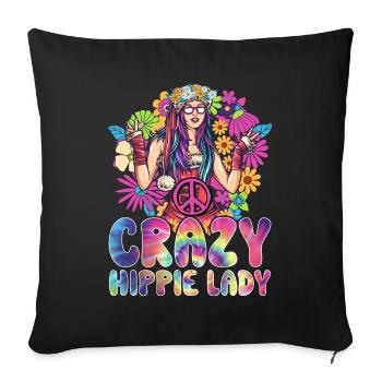 Funny Hippie Peace Girl Tie Dyeing - Sofa pillowcase 17,3'' x 17,3'' (45 x 45 cm) - black - Front