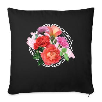 Rose Art Florist Flowers Roses - Sofa pillowcase 17,3'' x 17,3'' (45 x 45 cm) - black - Front
