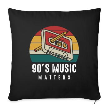 Nineties Music - Cassette with Pencil - Sofa pillowcase 17,3'' x 17,3'' (45 x 45 cm) - black - Front