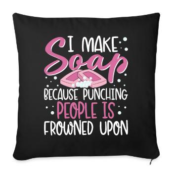 Fabrication de savon, savonnier, savonologue - Housse de coussin décorative 45 x 45 cm - noir - Devant