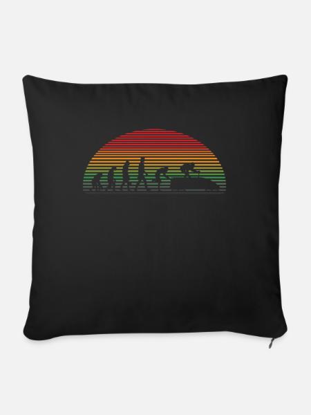 Bobfahren Retro Bob Eischlitten - Sofakissenbezug 45 x 45 cm - Schwarz