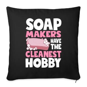 Soap Making, Soap Maker, Soapologist - Sofa pillowcase 17,3'' x 17,3'' (45 x 45 cm) - black - Front