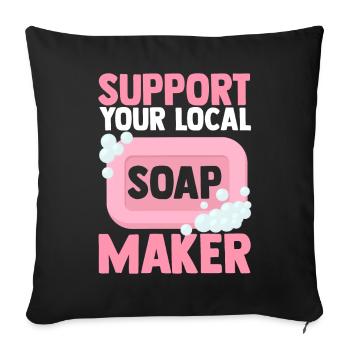 Fabrication de savon, savonnier, savonologue - Housse de coussin décorative 45 x 45 cm - noir - Devant
