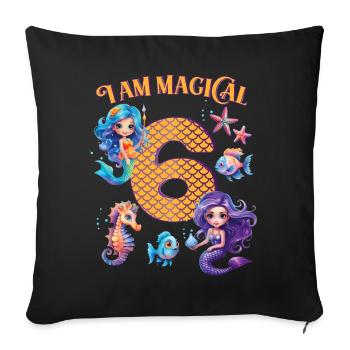 Mermaid Anniversaire 6 ans - Housse de coussin décorative 45 x 45 cm - noir - Devant
