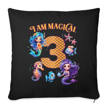Mermaid Anniversaire 3 ans - Housse de coussin décorative 45 x 45 cm - noir - Devant