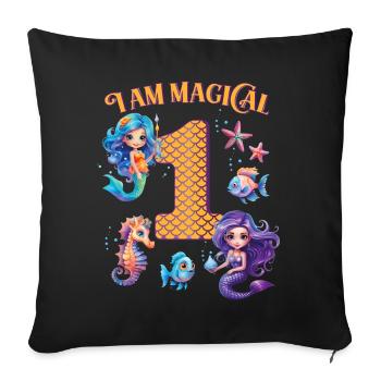 Mermaid Anniversaire 1 an - Housse de coussin décorative 45 x 45 cm - noir - Devant