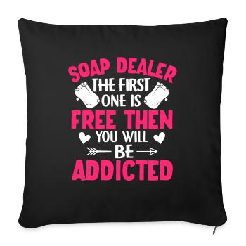 Soap Making, Soap Maker, Soapologist - Sofa pillowcase 17,3'' x 17,3'' (45 x 45 cm) - black - Front