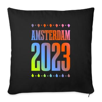 Amsterdam 2023 - Sofa pillowcase 17,3'' x 17,3'' (45 x 45 cm) - black - Front